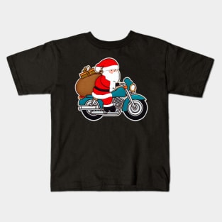 Santa Claus is driving a motorcycle. Kids T-Shirt